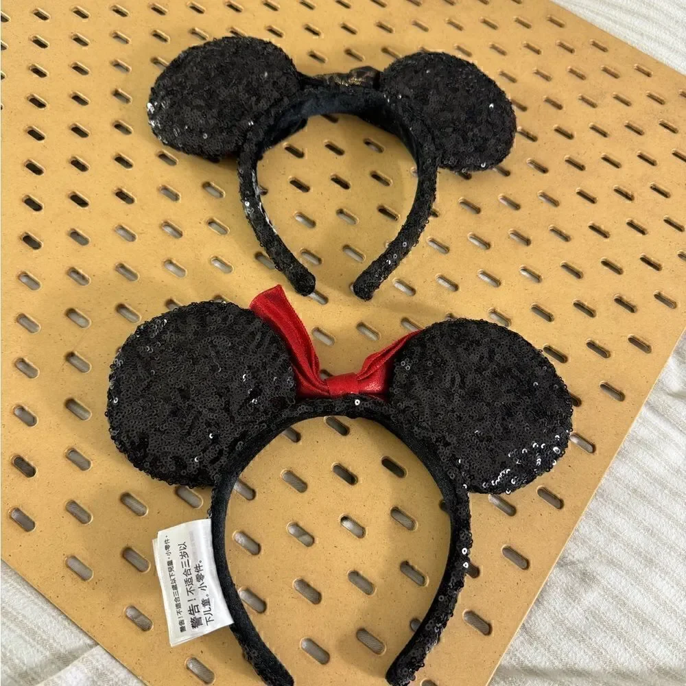 Disney Parks sequin Classic Bow Minnie Mouse sets of 2 Hair HeadBands‎
